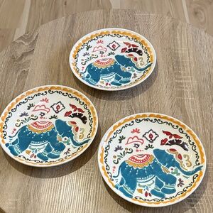 Cost Plus World Market Elephant 8” Plates (Set of 3)